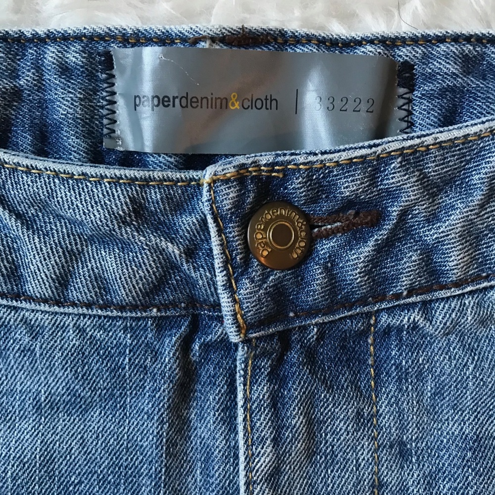 Paper Denim & Cloth Distressed Light Wash 100% Cotton Denim Mini Skirt - Picture 6 of 8